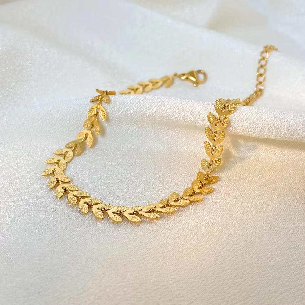 Gold leaf chain bracelet/ Anklet